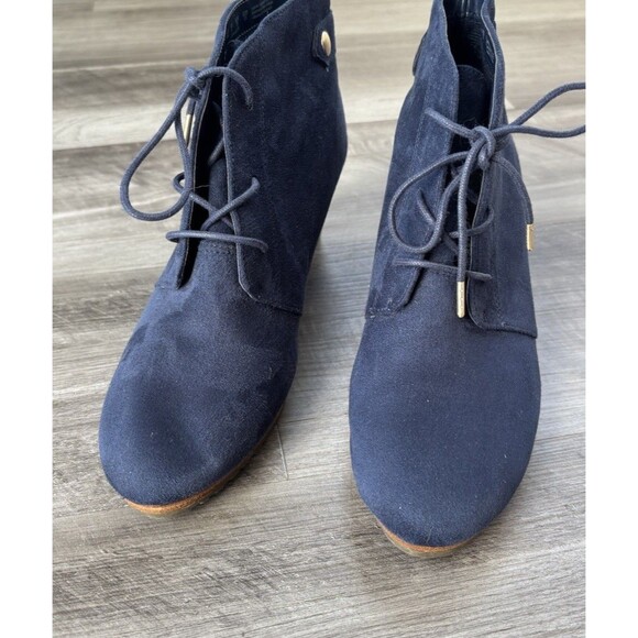 Dr. Scholl’s Dakota Wedge Boots Size 8 Blue Faux Suede - Picture 5 of 8